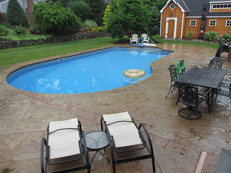 Swimming pool and stamped concrete project example 10